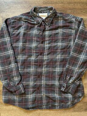 Weatherproof Casual Button Down Mens XXL Gray Plaid Rugged Flannel Shirt